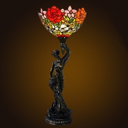 Rose Tiffany bordlampe i...