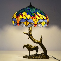 Farget glass bordlampe...